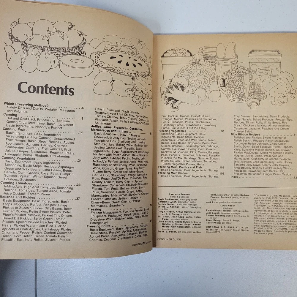 Consumer Guide‎ Canning Preserving Freezing 1977 Vintage Cookbook